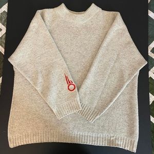 90s cut thick mock neck cream sweater!